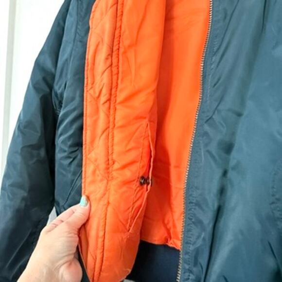 Alpha Industries Vtg MA-1 Flight Bomber Jacket Blue Reversible Men's Medium - Picture 10 of 10